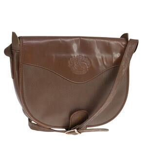 Burberry Shoulder Bag Leather Brown Silver